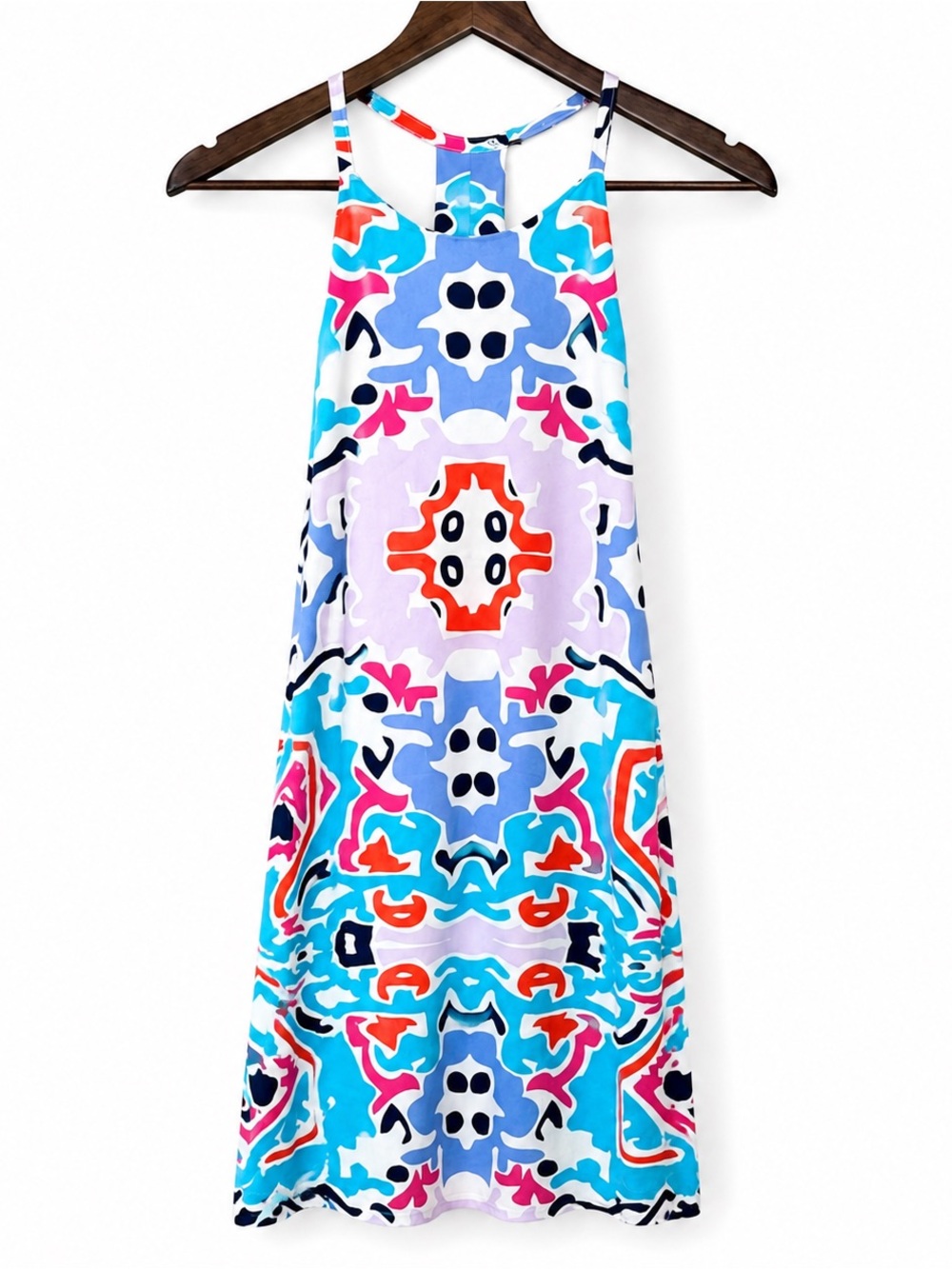 Annie Griffin Blue and Pink Abstract Dress 100%silk lining